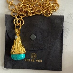 Julie Vos Gold Necklace with Turquoise Pendant